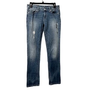 D9‎ Jett Womens Blue Denim Distressed Straight Leg Jeans Size 28